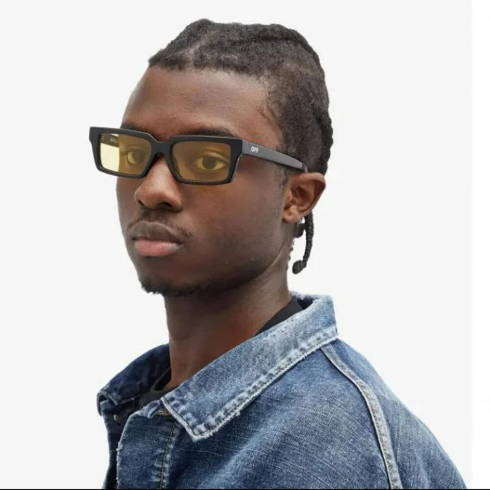 Off-White WARREN Men Sunglasses Black Square Yellow | Model OERI13A 1018